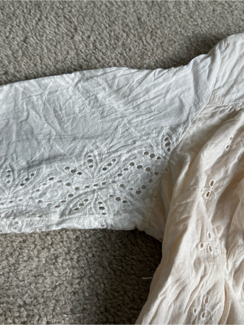 Women’s Shabby Chic Cream Eyelet Lace Blouse Top Boho Cottagecore XL - Picture 7 of 11